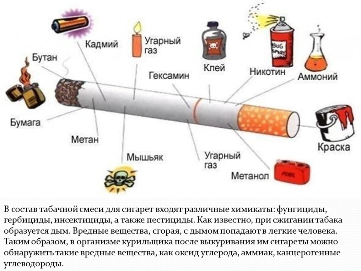 На фото описано про состав табака