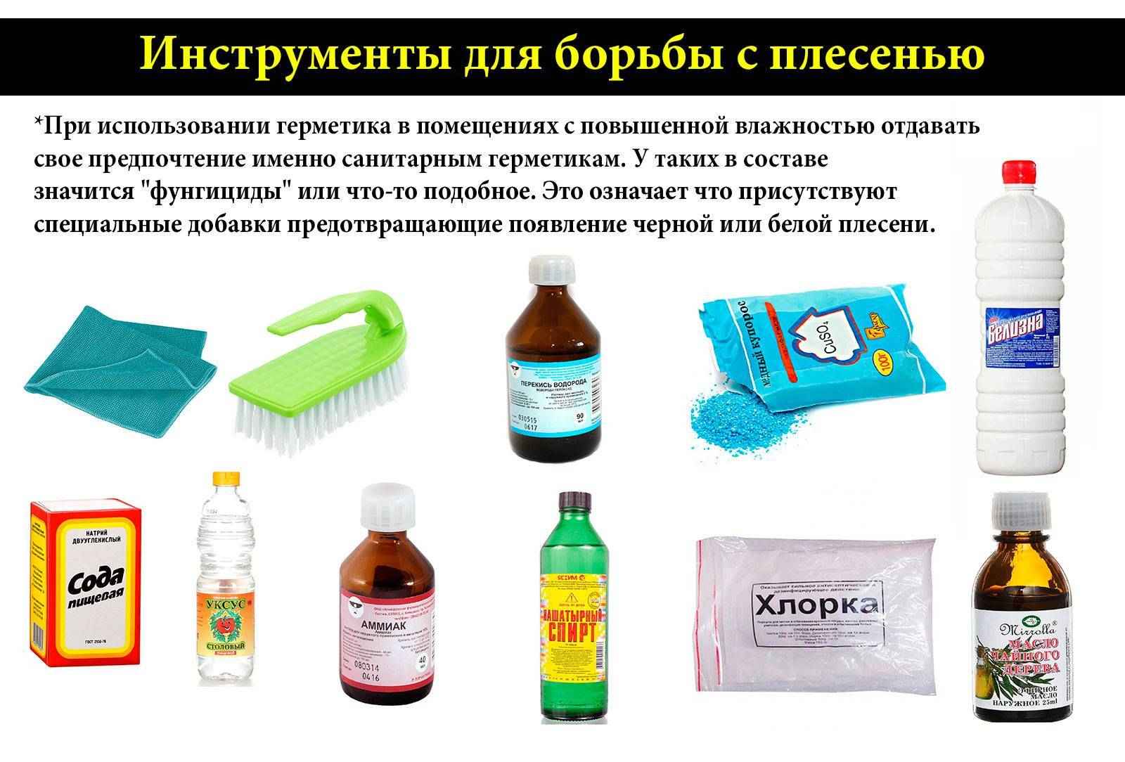 На фото описано про инструменты для защиты от плесени
